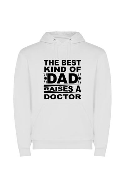 iLovePrints Doctor Dad: The Ultimate Φούτερ με κουκούλα σε χρώμα Λευκό
