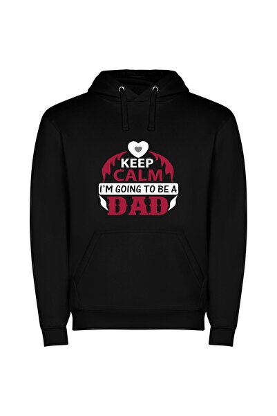 iLovePrints Expectant Dad: Calm & Cool Φούτερ με κουκούλα σε χρώμα Μαύρο