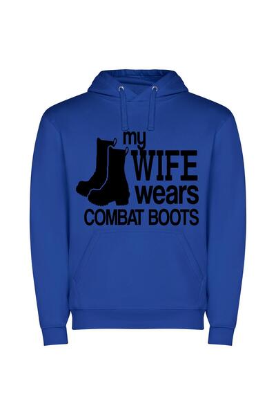 iLovePrints Bold in Combat Boots Φούτερ με κουκούλα σε χρώμα Μπλε