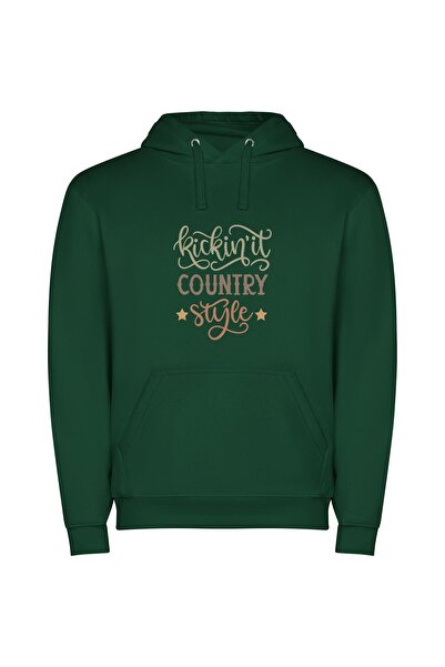 iLovePrints Cowboy Style Revival Φούτερ με κουκούλα σε χρώμα Πράσινο
