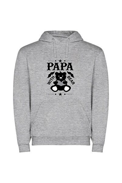 iLovePrints Elegant Teddy Bear Art Φούτερ με κουκούλα σε χρώμα Γκρι