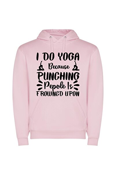 iLovePrints Profound Yoga, Panic-Free Φούτερ με κουκούλα σε χρώμα Ροζ