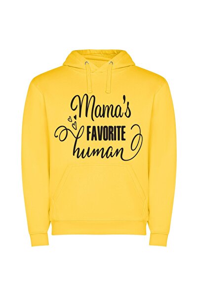 iLovePrints Mama's Beloved Fan Φούτερ με κουκούλα σε χρώμα Κίτρινο