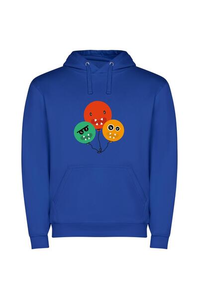 iLovePrints Monster Balloon Party Φούτερ με κουκούλα σε χρώμα Μπλε