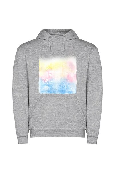 iLovePrints Colorful Watercolor Dream Φούτερ με κουκούλα σε χρώμα Γκρι