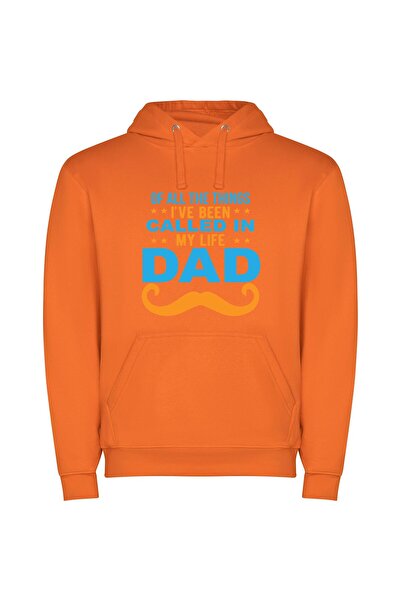 iLovePrints Dad's Stylized Identity Card Φούτερ με κουκούλα σε χρώμα Πορτοκαλί