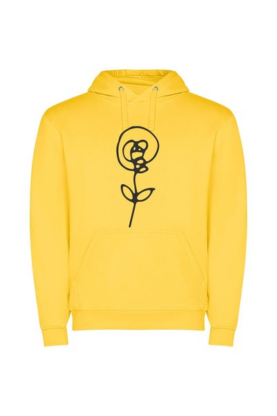 iLovePrints Whimsical Line Blossom Φούτερ με κουκούλα σε χρώμα Κίτρινο