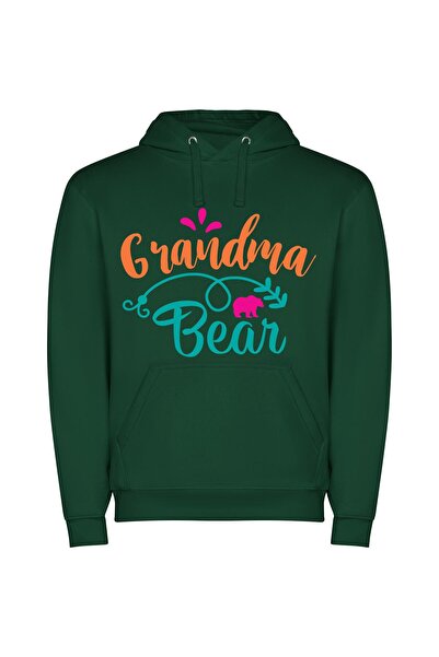 iLovePrints Grandma Bear's Elephant Logo Φούτερ με κουκούλα σε χρώμα Πράσινο