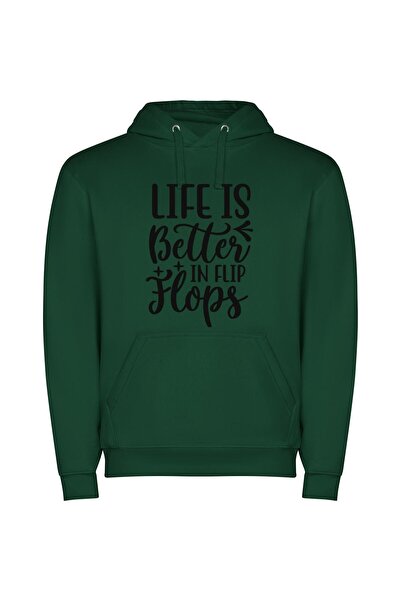 iLovePrints Flipping Through Life's Joys Φούτερ με κουκούλα σε χρώμα Πράσινο