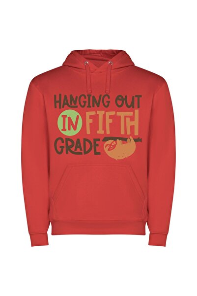 iLovePrints Fifth Grade Fun Galore! Φούτερ με κουκούλα σε χρώμα Κόκκινο