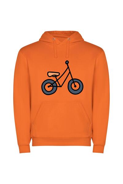 iLovePrints Classic Monochrome Bicycles Φούτερ με κουκούλα σε χρώμα Πορτοκαλί