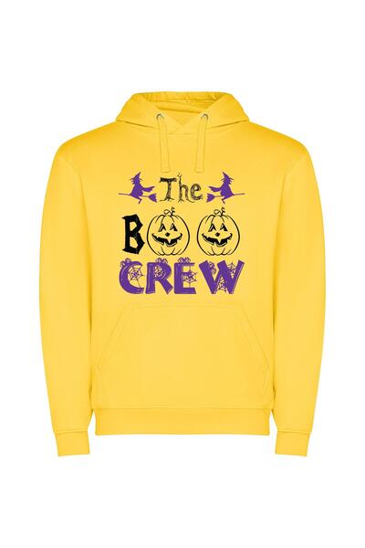 iLovePrints Spooky Halloween Pumpkin Tower Φούτερ με κουκούλα σε χρώμα Κίτρινο