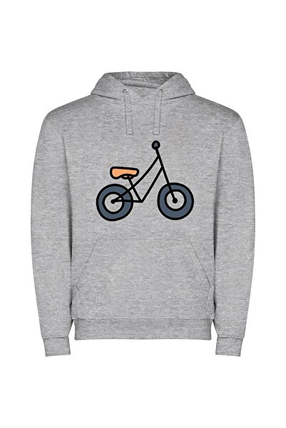 iLovePrints Classic Monochrome Bicycles Φούτερ με κουκούλα σε χρώμα Γκρι