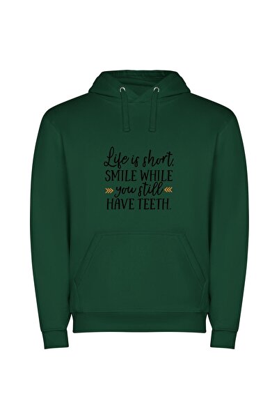iLovePrints Pearly Grin of Life Φούτερ με κουκούλα σε χρώμα Πράσινο