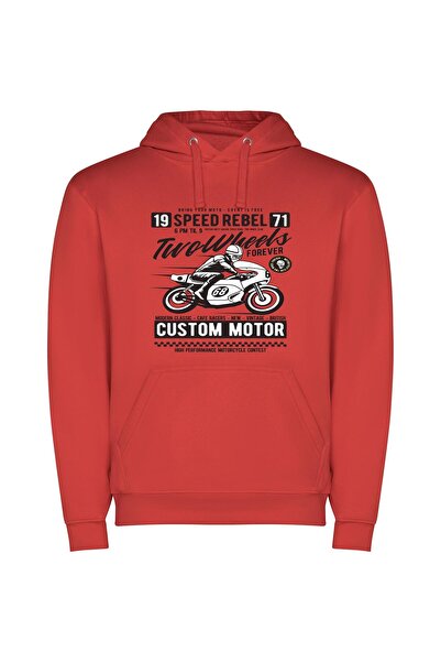 iLovePrints Turbo Retro Speed Thrills Φούτερ με κουκούλα σε χρώμα Κόκκινο