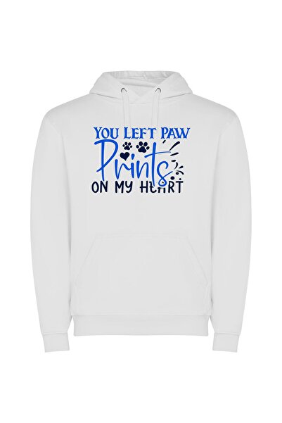 iLovePrints Premium Paw Print Collection Φούτερ με κουκούλα σε χρώμα Λευκό