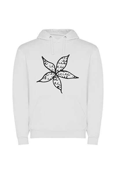 iLovePrints Enigmatic Floral Masterpiece Φούτερ με κουκούλα σε χρώμα Λευκό