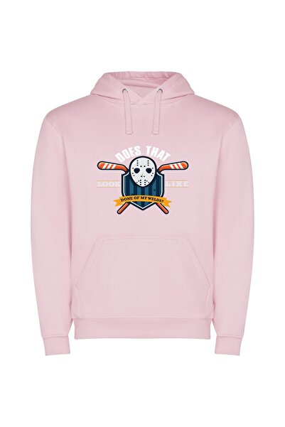 iLovePrints Game On: Hockey Inspired Φούτερ με κουκούλα σε χρώμα Ροζ