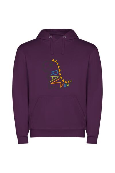 iLovePrints Dino Rex: Chrome Inspired Φούτερ με κουκούλα σε χρώμα Μωβ