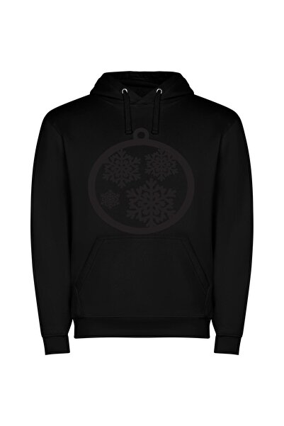 iLovePrints Hyper Detailed Snowflake Ornament Φούτερ με κουκούλα σε χρώμα Μαύρο