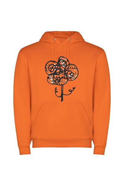 iLovePrints ''Elegant Floral Metal Sketch'' Φούτερ με κουκούλα σε χρώμα Πορτο...