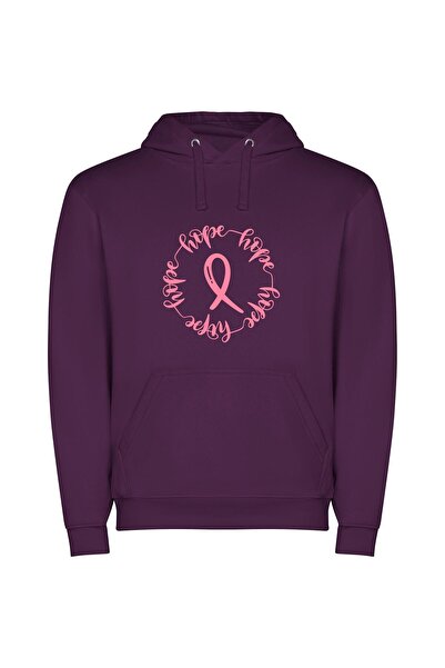 iLovePrints Radiant Ribbon of Hope Φούτερ με κουκούλα σε χρώμα Μωβ