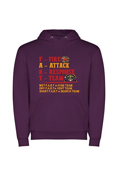 iLovePrints Flaming Response Team Shirt Φούτερ με κουκούλα σε χρώμα Μωβ