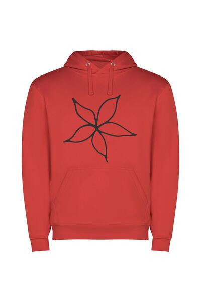 iLovePrints Monochrome Blossom Sketch Φούτερ με κουκούλα σε χρώμα Κόκκινο