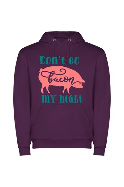 iLovePrints Bacon-inspired Piggy Art Φούτερ με κουκούλα σε χρώμα Μωβ