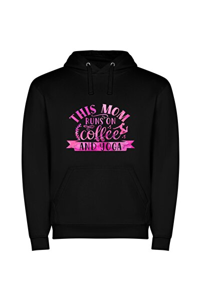 iLovePrints Mocha Marathon Mama Φούτερ με κουκούλα σε χρώμα Μαύρο