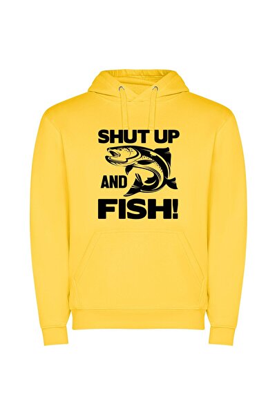 iLovePrints Shhhh Stunning Fish Art Φούτερ με κουκούλα σε χρώμα Κίτρινο