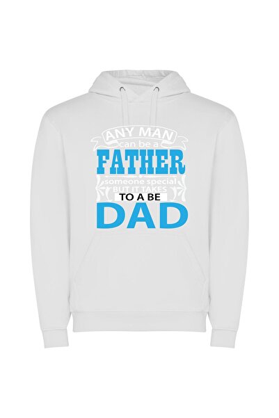 iLovePrints Daddy, My Fatherly Hero Φούτερ με κουκούλα σε χρώμα Λευκό