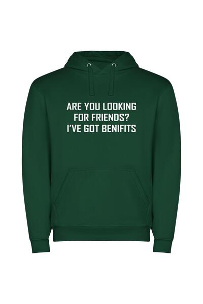 iLovePrints Monochrome Connections: Friends, Benefits Φούτερ με κουκούλα σε χ...