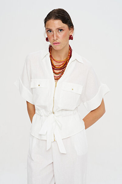 Orfeo Negro Women's Zippered and Waist-Tied Jacket - Shirt