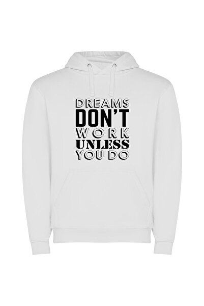 iLovePrints Work for Dream Success Φούτερ με κουκούλα σε χρώμα Λευκό