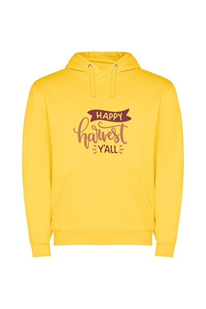 iLovePrints Harvest Happiness Galore Φούτερ με κουκούλα σε χρώμα Κίτρινο