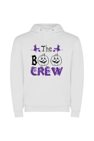 iLovePrints Spooky Halloween Pumpkin Tower Φούτερ με κουκούλα σε χρώμα Λευκό