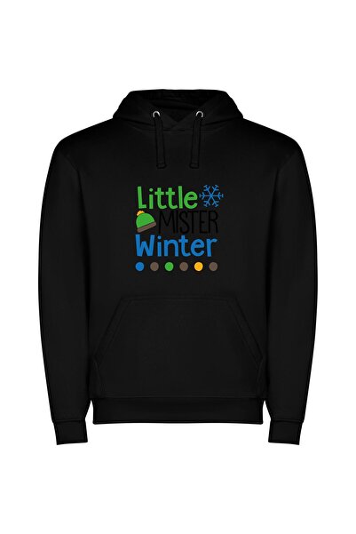 iLovePrints Snowy Green Hat Φούτερ με κουκούλα σε χρώμα Μαύρο