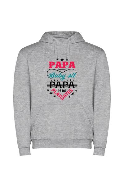 iLovePrints Papa's Baby Sit Combo Φούτερ με κουκούλα σε χρώμα Γκρι