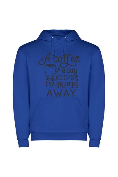 iLovePrints Graceful Grumpy Coffee Fix Φούτερ με κουκούλα σε χρώμα Μπλε
