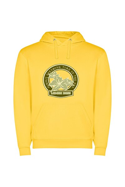 iLovePrints Zesty Lemon Retro Emblem Φούτερ με κουκούλα σε χρώμα Κίτρινο