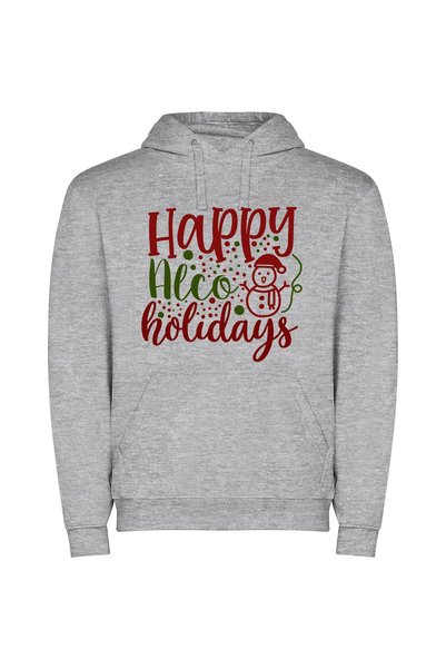 iLovePrints Snowman's Joyful Winter Greetings Φούτερ με κουκούλα σε χρώμα Γκρι