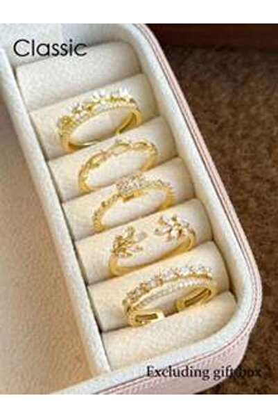 OEM Set de inele deschise din cupru cu zirconiu cubic dulce, flori, buc.