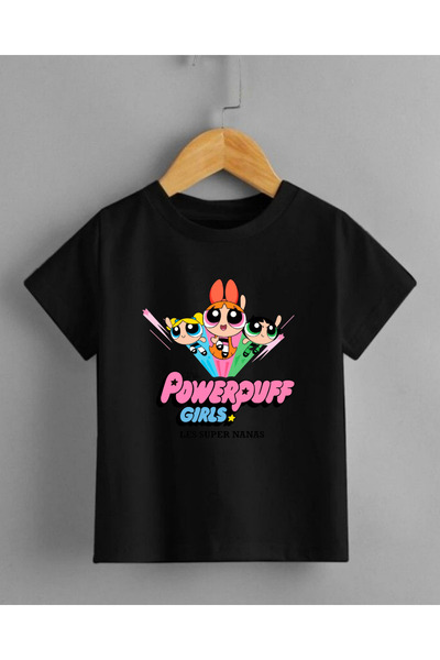 haha Powerpuff Girls Character Back Print T-Shirt for Girls