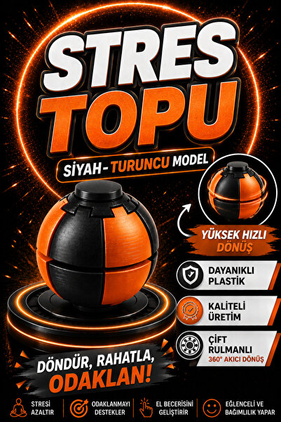 YAGLİZ Premium Stres Topu, Hızlı Dönen Stres Çarkı Çift Rulmanlı Bas Bırak Oy...