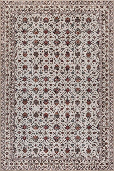 ARTLOOP Folk Krem Vintage Çiçek Motifli Klasik Desenli Dokuma Tabanlı Şönil H...