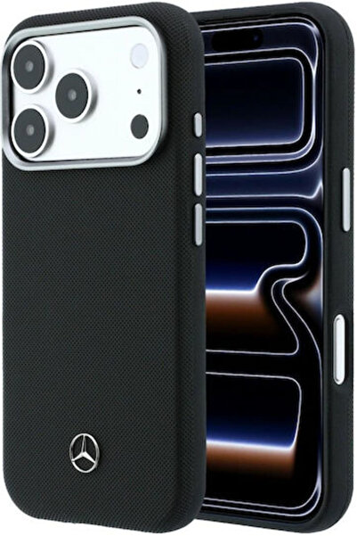 MERCEDES Θήκη Πλάτης Δερμάτινη Μαύρη με Σχέδιο Benz για iPhone 17 Pro