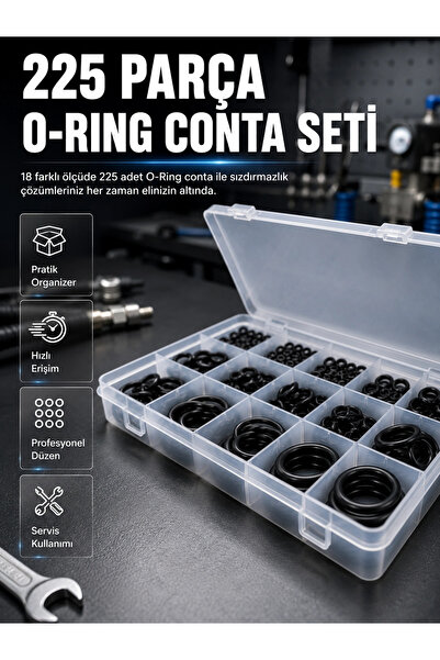 Epilons 225-piece o-ring and gasket set - 18 different sizes - rubber sealing...