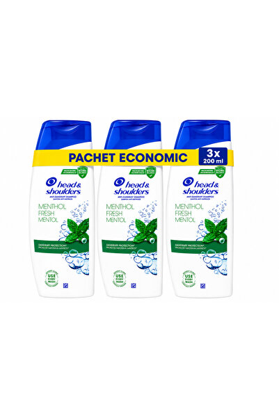 Head & Shoulders Menthol Fresh Șampon Anti-Mătreață 3 x 200 ml - Pachet Economic