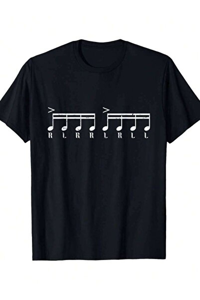 LİNA06 Percussion Pattern T-Shirt- Retro Theme Design(R-L-K-H), Crew Neck Sle...